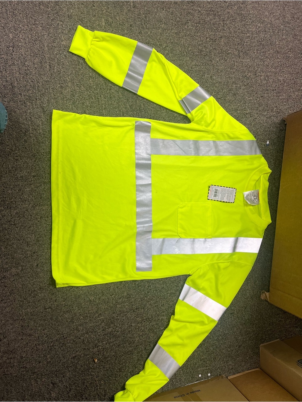 High-Visibility Yellow Long Sleeve Safety Shirt with Reflective Tape